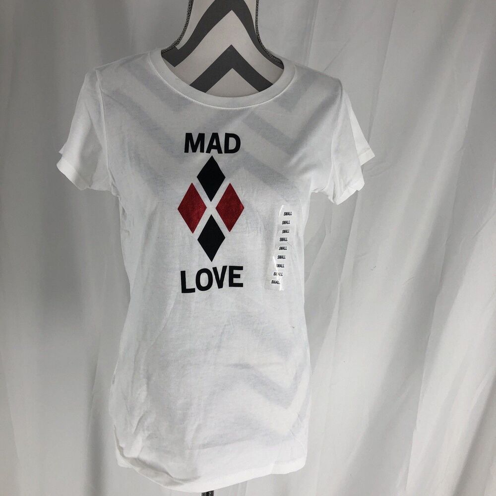 DC Comics Harley Quinn Mad Love White Tee Size Small